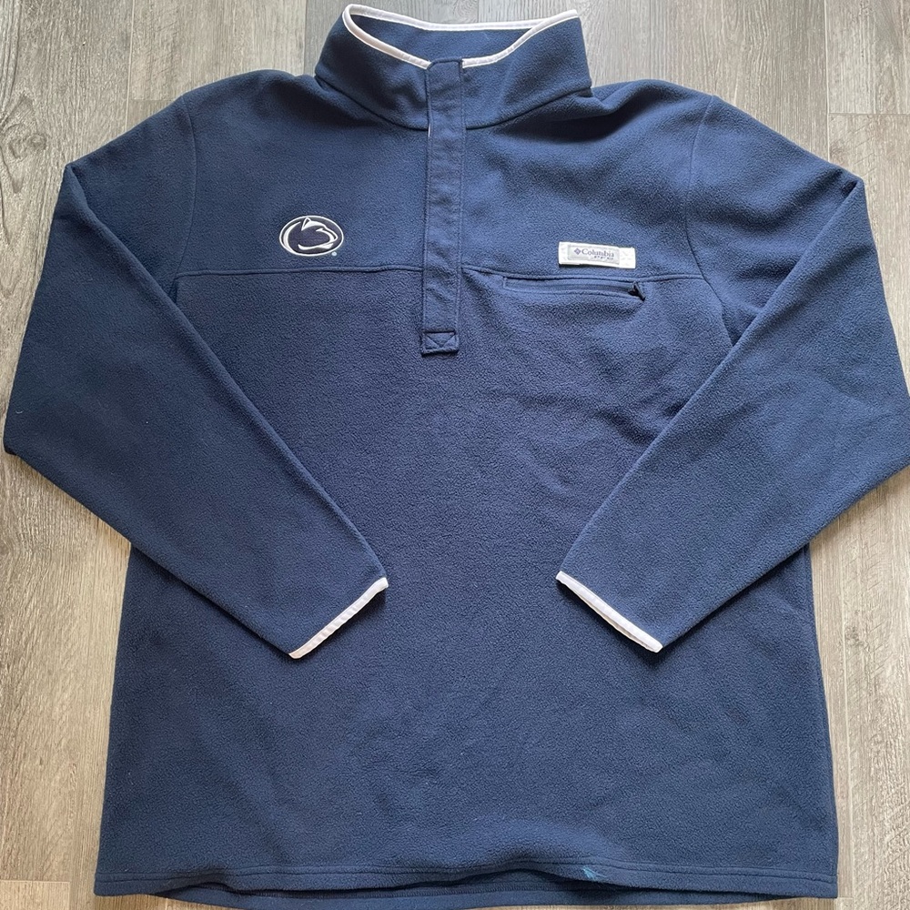 Columbia PFG Penn State Men's Navy Fleece Quarter-Button